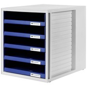 Schubladenbox Schrankset mit bl 5 offenen Schuben grau/blau