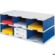 styro Sortierstation Styrodoc Jumbo grau/blau Grundeinheit mit 2 Etagen; 3 Fächer, 268-0322.