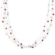 VALERO PEARLS Kette mit Perlen und Swarovski-Kristallen orange, bordeaux, silber; 43 + 5 cm, 400551