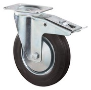 BS ROLLEN Lenkrollen Gummi 200 mm mit Feststeller 138 x 110 mm, 205 kg Tragfähigkeit