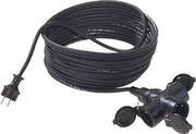 Bachmann 343.174 Schuko-Verlängerung, 3-fach, 5,0 m schwarz mit Deckel