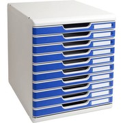 Schubladenbox Multiform 302003D Modulo,A4, 10 Fächer geschlossen, grau/blau