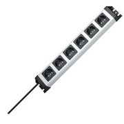 Kopp Steckdosenleiste POWERversal, grau/schwarz, 6-fach, 6xSchuko, 1,4m Zuleitung