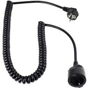 as - Schwabe 70410 Schutzkontakt-Spiralkabel, 4m H05VV-F 3G1,5, schwarz, IP20 Innenbereich