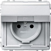 Merten Steckdose Kontaktst Klapp Schrift alu MEG2612-7260