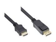 Displayport auf HDMI Anschlusskabel schwarz Displayport Stecker auf 19pol HDMI Stecker 2m
