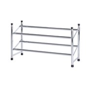 WENKO 7050100 Schuhregal - ausziehbar, stapelbar, 2 Etagen, für 10 Paar Schuhe, Chrom