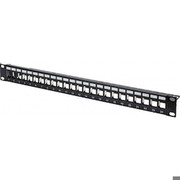 DIGITUS Patch Panel Gehaeuse 1HE fuer Keystone Module 24-Port 48,3cm 19Zoll fuer RJ45 und LWL Module