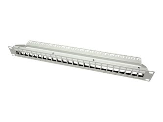 ROLINE 48,3cm 19Zoll Keystone Patchpanel 24Port Cat6 geschirmt lichtgrau ohne Module