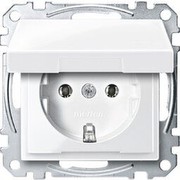 Merten MEG2311-0319 SCHUKO-Steckdose mit Klappdeckel, Steckklemmen, polarweiß glänzend, System M