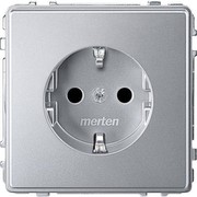 Merten MEG2300-7260 SCHUKO-Steckdose, erhöhter Berührungsschutz, Steckklemmen, aluminium, AQUADESIGN