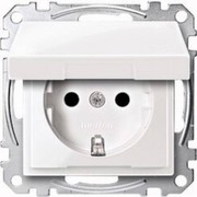 Merten MEG2310-0319 SCHUKO-Steckdose mit Klappd., BRS, Steckklemmen, polarweiß glänzend, System M