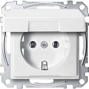 Merten MEG2311-0419 SCHUKO-Steckdose mit Klappdeckel, Steckklemmen, polarweiß, System M