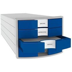 Han 1010-X-14 Impuls Schubladenbox inklusive Klebeetiketten, lichtgrau/blau