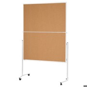 Magnetoplan Moderationswand, klappbar, mobil mit Laufrollen, Naturkork