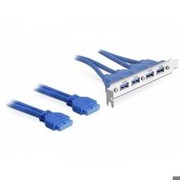 Delock Slotblech USB 3.0 Pin Header 19 Pin 2 x intern > 4 x USB 3.0-A Buchse extern (82974)