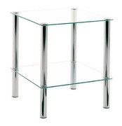 HAKU Beistelltisch aus chromem Stahlrohr und Sicherheitsklarglas, Breite 39cm x Tiefe 39cm x Höhe 47