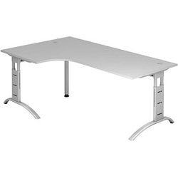 Hammerbacher Schreibtisch FS82 (BxT) 200x120cm (90°) höhenverstellbar lichtgrau/alusilber, FS82/5
