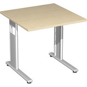 Geramöbel Schreibtisch Lissabon, 800x800x680-820 mm, Ahorn/Silber