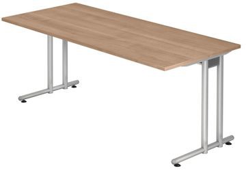 Hammerbacher Schreibtisch NS19 (BxT) 180x80cm inkl.Kabelwanne NS19/N Nussbaum/alusilber