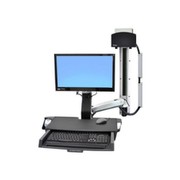 Ergotron 45-272-026 StyleView Sit-Stand Combo System with Worksurface & Small Black CPU Holder