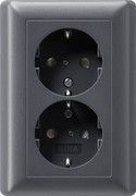 Gira 078328 Schuko Doppelsteckdose volle Platte Anthrazit