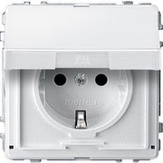 Merten MEG2310-7219 SCHUKO-Steckdose mit Klappdeckel, BRS, Steckklemmen, polarweiß, AQUADESIGN