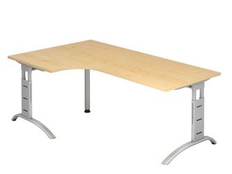 Hammerbacher Schreibtisch FS82 (BxT) 200x120cm (90°) höhenverstellbar Ahorn/alusilber, FS82/3