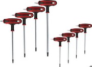 KS TOOLS ERGOTORQUEplus T-Griff-TX-Winkelstiftschlüssel-Satz mit Bohrung, 8-tlg., TB9-TB40
