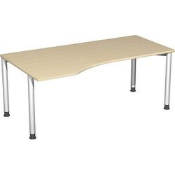 Geramöbel PC-Schreibtisch Stockholm links, 1800x1000x680-820 Ahorn/Weißalu S-555306-AH/WA