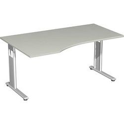 Geramöbel PC-Schreibtisch Lissabon links, 1800x1000x720 mm, Lichtgrau/Silber S-618306-LG/SI