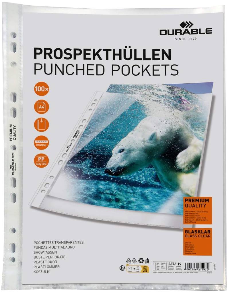 Durable Prospekthüllen 100er Pack (267619)
