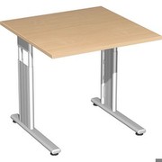 Geramöbel Schreibtisch Lissabon, 800x800x680-820 mm, Buche/Silber S-617101-BU/SI