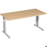 Geramöbel Schreibtisch Lissabon, 1600x800x680-820 mm, Buche/Silber S-617103-BU/SI