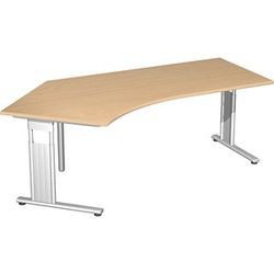 Gera Highspeed Office Arbeitstisch 135° links ''Lissabon'' in Buche / Silber S-618315-BU/SI