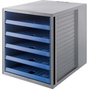HAN Schrank-Set, 5 offene Schübe, für C4, 275 x 320 x 330 mm, öko-grau/öko-blau