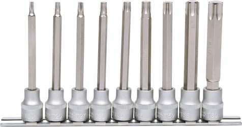 KS TOOLS 3/8" Bit-Stecknuss-Satz für TX-Schrauben, lang, 9-tlg., T20-T60 (911.1550)