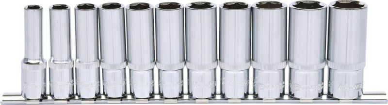 KS TOOLS 3/8" CHROMEplus Sechskant-Stecknuss-Satz, lang, 11-tlg., 8-19mm (918.0611)