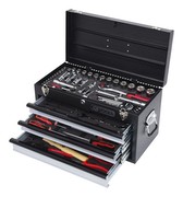 KS TOOLS WERKZEUGSORTIMENT "CHROMEplus" 99tlg. 1/2" + 1/4" in Werkzeugkiste (3 Schubl.)