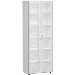 Geramöbel Flügeltürenschrank Mailand 6 OH 800, mit Glastüren, 2160x420x800, Lichtgrau S-386821-LG