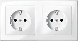 Merten MEG2328-1419 SCHUKO-Doppel-Steckdose, BRS, Steckklemmen, polarweiß glänzend, M-SMART