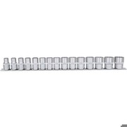 KS TOOLS 1/2" Stecknuss-Satz 15tlg.,12kant 10-24mm (1mm aufsteigend), auf Clipleist