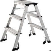 Alco ALU Trittleiter 3-stufig mit Rollen versenkbar Höhe 63cm GS-geprüft 8890