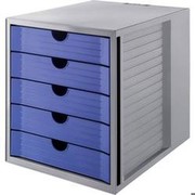 HAN 14508-16 System-Box Karma, 5 geschlossens Schübe für C4, 275 x 320 x 330 mm, öko-grau/öko-blau