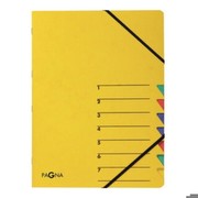 Pagna 24061-05 Ordnungsmappe Easy, Pressspan, A4, 7 Fächer, buntes Register, Einband Gelb