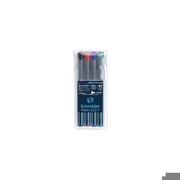 Schneider 222 permanent M, 1 mm, Cap-Off-Ink, 4er Etui (schwarz,rot,blau,grün)