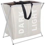 Wenko 3440112100 Wäschesammler Duo - 2 Wäsche-Kammern, Polyester, Aluminium, 59 x 57 x 38 cm