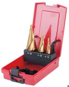 KS Tools 330.2424 HSS TiN Stufenbohrer-Satz in Kunststoffkassette, 3-teilig