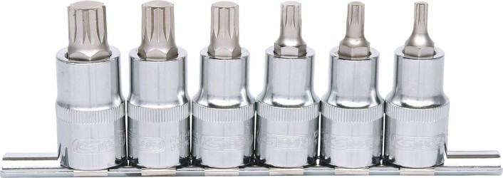 KS Tools 918.1349 1/2 Zoll Chrome Plus Bit-Stecknuss-Satz für Vielzahn - XZN -Schrauben, 6-teilig