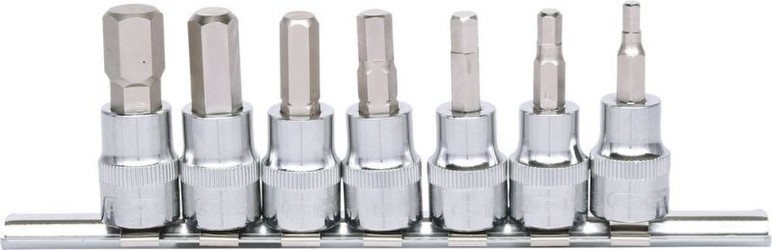 KS Tools 918.3921 3/8 Zoll Chrome Plus Bit-Stecknuss-Satz für Innensechskant-Schrauben, 7-teilig